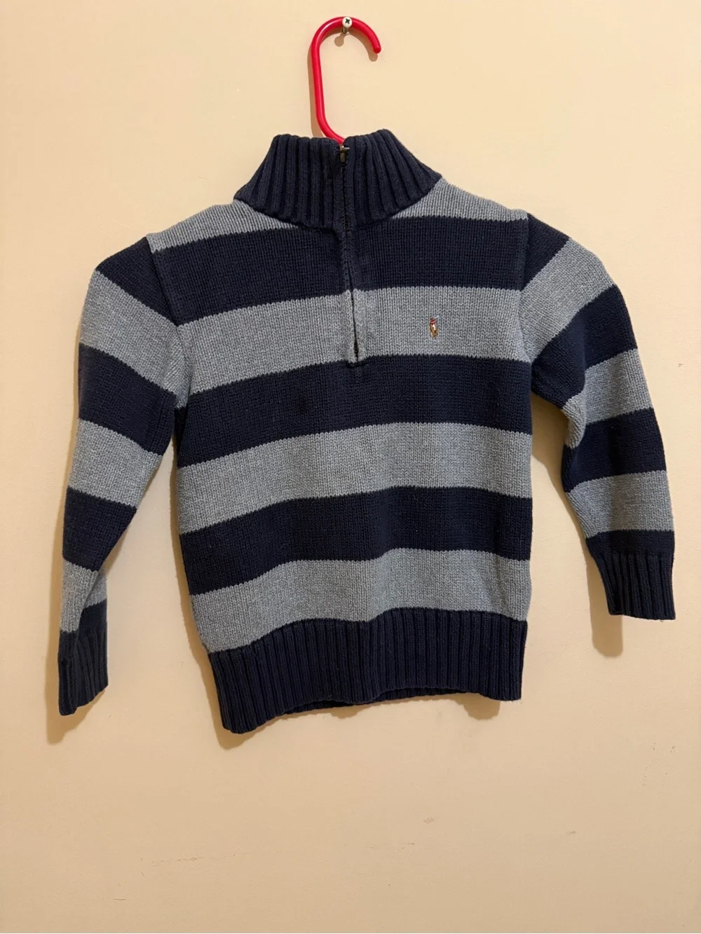 Ralph Lauren Navy & Gray Striped Half-Zip Pullover